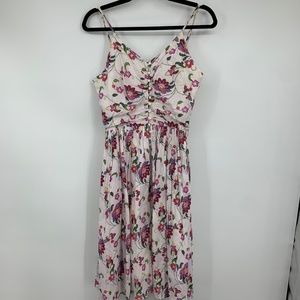 Chaudry‎ KC womens small dress sundress floral pink cotton sundress cottage core